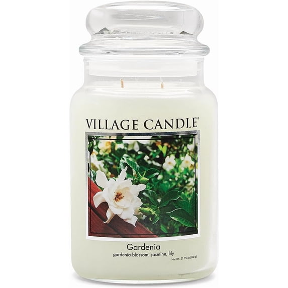 Gardenia Large Glass Apothecary Jar Scented Candle, 21.25 oz, White