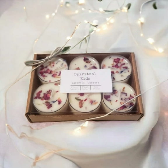 Gardenia Tuberose Soy Tealights 6 Count Hand Poured W/ Fragrant/Essential Oils