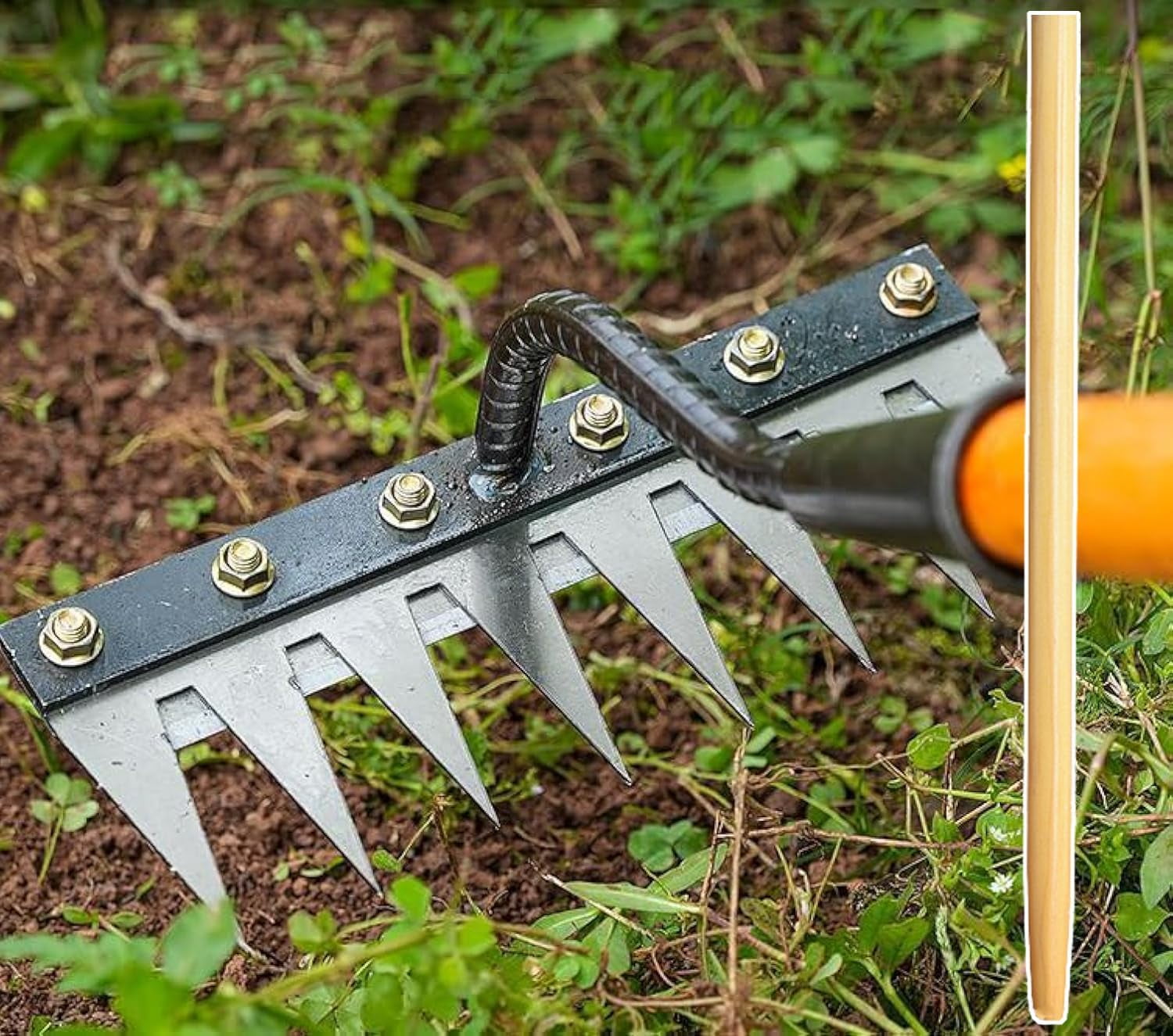 Gardenia Weeding Rake, Weeding Rake with Handle, Iron Rakes (Teeth ...