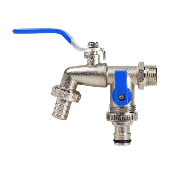 Gardening Alloy Faucet With One Inlet Two Outlets, Leak-Proof Rust Resistant Durable Outdoor Garden Faucet With Frost Protection, Suitable For Yards Parks Balconies And Home Gardening