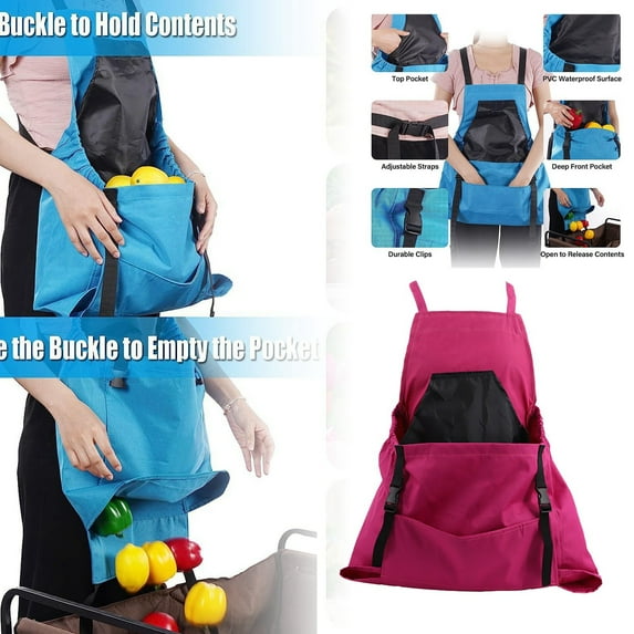 Gardening Apron with Deep Pockets â Cross-Back Design for Comfort â Quick-Unload Fruit & Vegetable Harvesting Apron â Waterproof & Adjustable for Men & Women â Farm & Orchard Gift