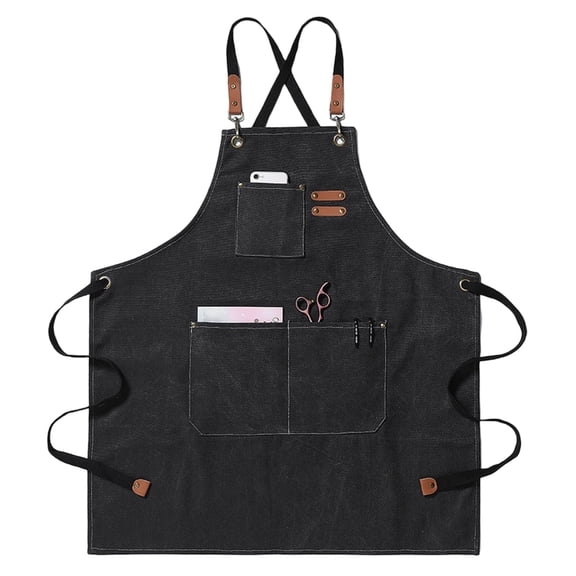Gardening Apron, Garden Apron for Women with Pockets, Waterproof 600D Heavy Duty Cross Back Work Tool Aprons for Men Gardeners Painting Black
