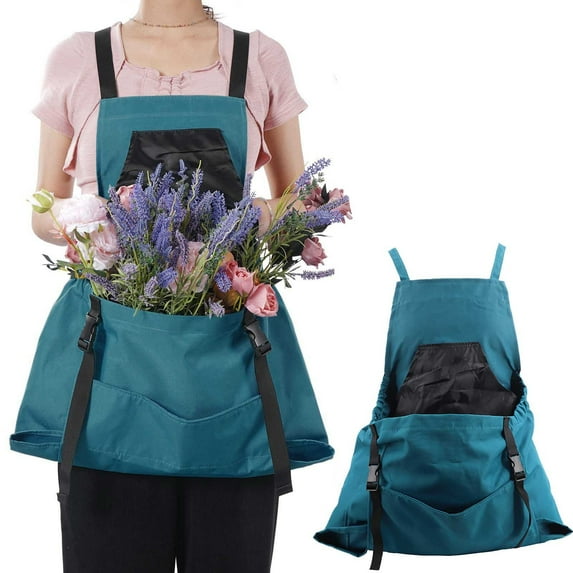 Gardening Apron with Pockets | Heavy Duty Canvas Foraging Bag | Large Bottom Release Pocket | Adjustable Straps | Multi-Purpose Harvest Storage Apron for Fruit, Vegetables, Tools | 1 Pack