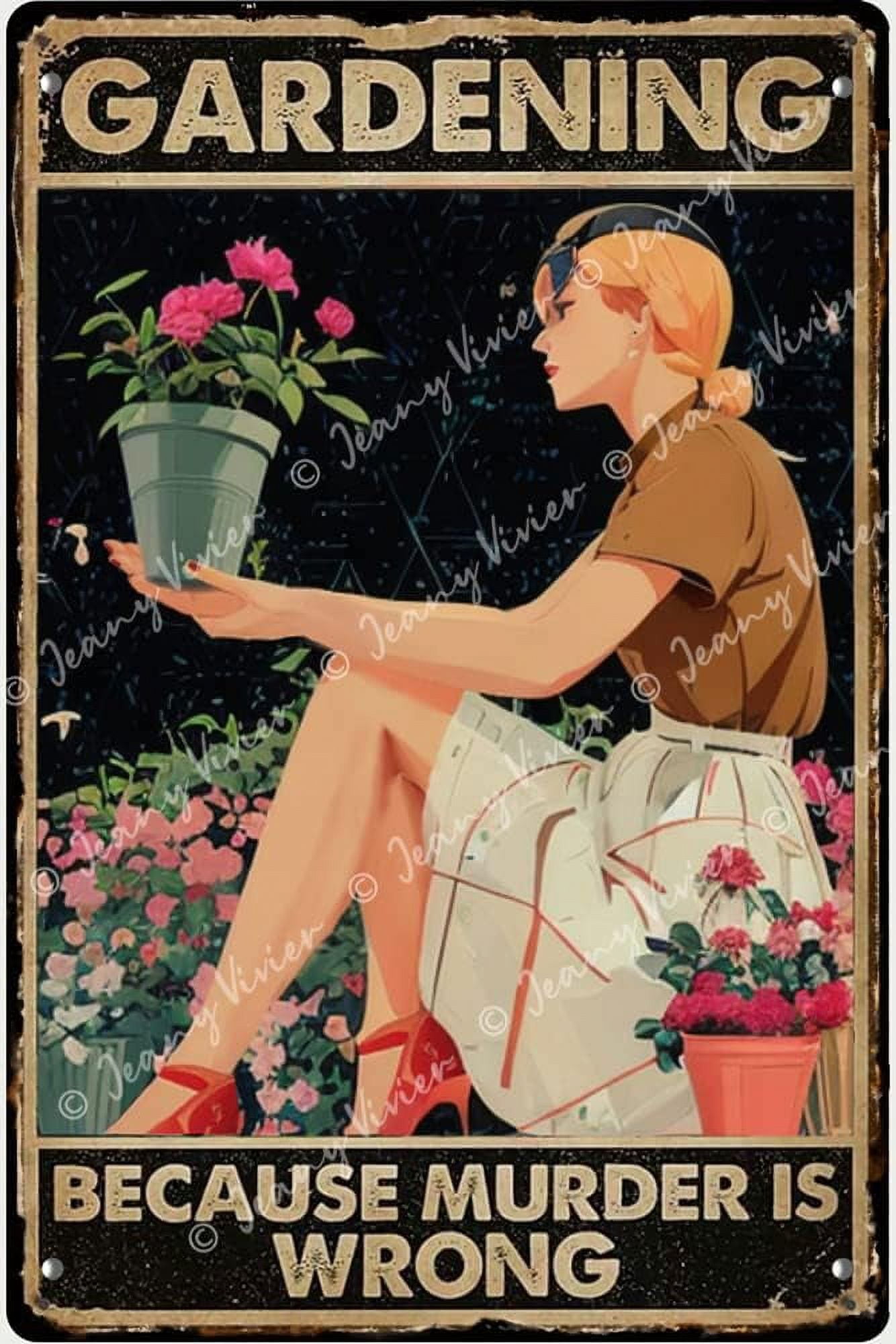 Gardening Because Murder Is Wrong Poster Pot Head Garden Art Print Gardening Poster