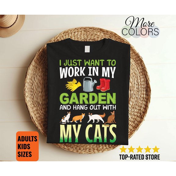 Gardening Cats T-Shirt, Cat Owner Gift, Gardener TShirt, Plant Tee, Funny Cute Shirts, Tank Top, Garden Birthday Present, Plants Lover,