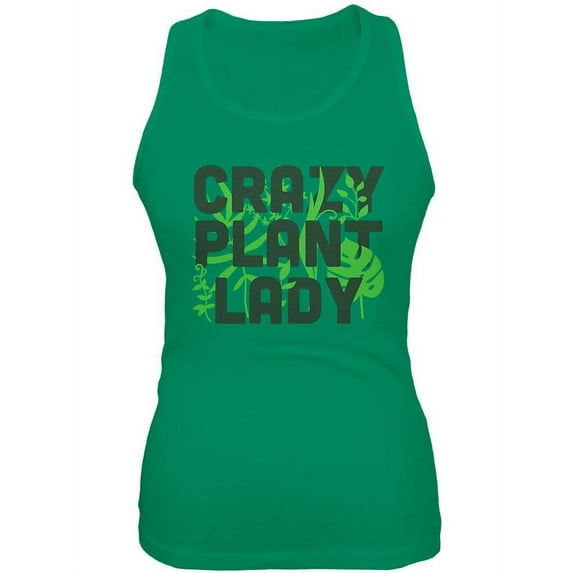 Gardening Crazy Plant Lady Juniors Soft Tank Top Kelly Green 2XL