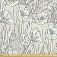 thumbnail image 1 of Ambesonne Gardening Fabric by the Yard Upholstery, Soft Shabby Poppy Blooms, 2 Yards, Eggshell and Sage Green, 1 of 4