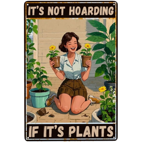 Gardening Gifts It's Not Hoarding If It's Plants Sign for Home Outdoor Decor Garden Lover Retro Metal Tin Sign 8X12 Inch