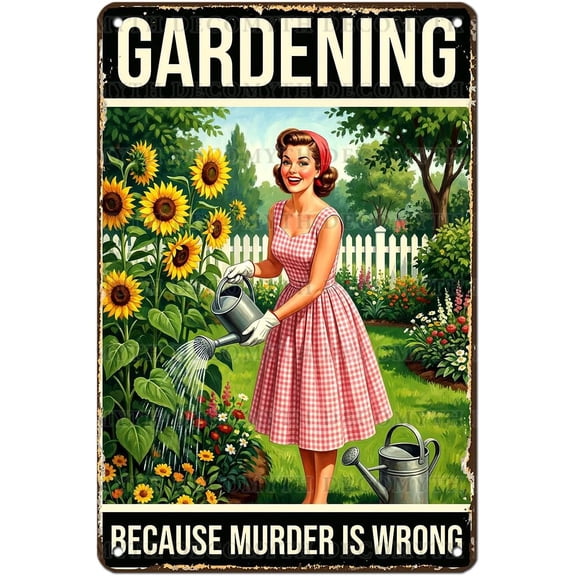 Gardening Gifts Women Because Murder Wrong Metal Sign 12 x 8 Inch Vintage Wall Decor