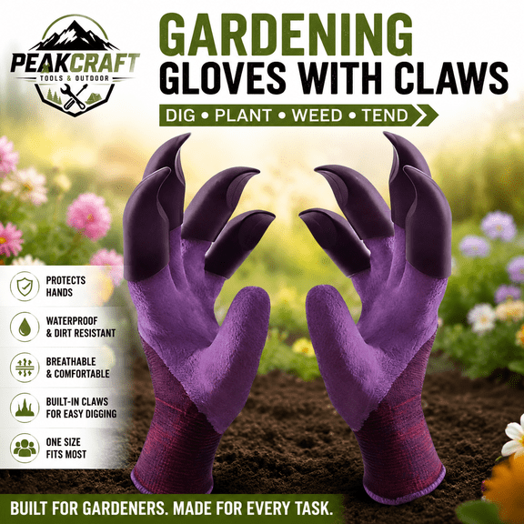 Gardening Gloves with Claws, Waterproof Garden Gloves for Digging, Planting, Weeding and Yard Work, Breathable Puncture Resistant Yard Gloves for Women and Men
