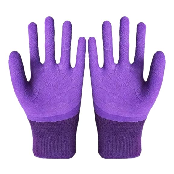 Gardening Gloves Thickened Latex Coated Thorn-Proof Working Glove Wear-Resistant Work Mitts for Digging Planting Weeding (Purple)