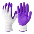 thumbnail image 1 of Gardening Gloves for Women and Men with Latex Coated Grip Breathable Polyester Knit for Planting Pruning and Yard Work White Purple, 1 of 5