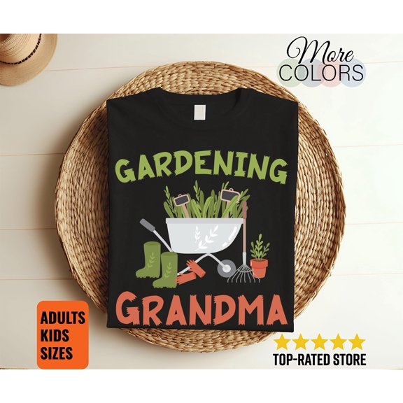 Gardening Grandma Gardener Cute T-Shirt, Home Garden, Plants Lover Grandmother Gardeners Gifts, Potted Succulent Plant, Mom Mother's Day,