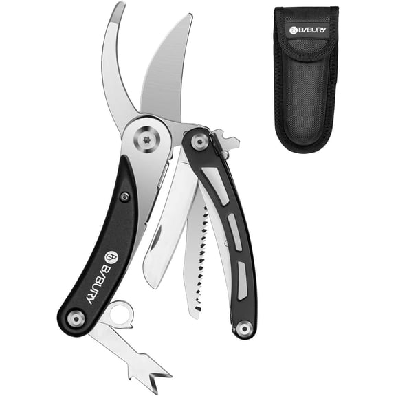 Gardening Hand Pruners, 5 in 1 Multitools Folding Scissors 420 Stainless Steel Pruning Shears Bonsai Cutters for Tree Trimmers Secateurs,Garden Scissors,Garden Shears,Clippers for The Garden