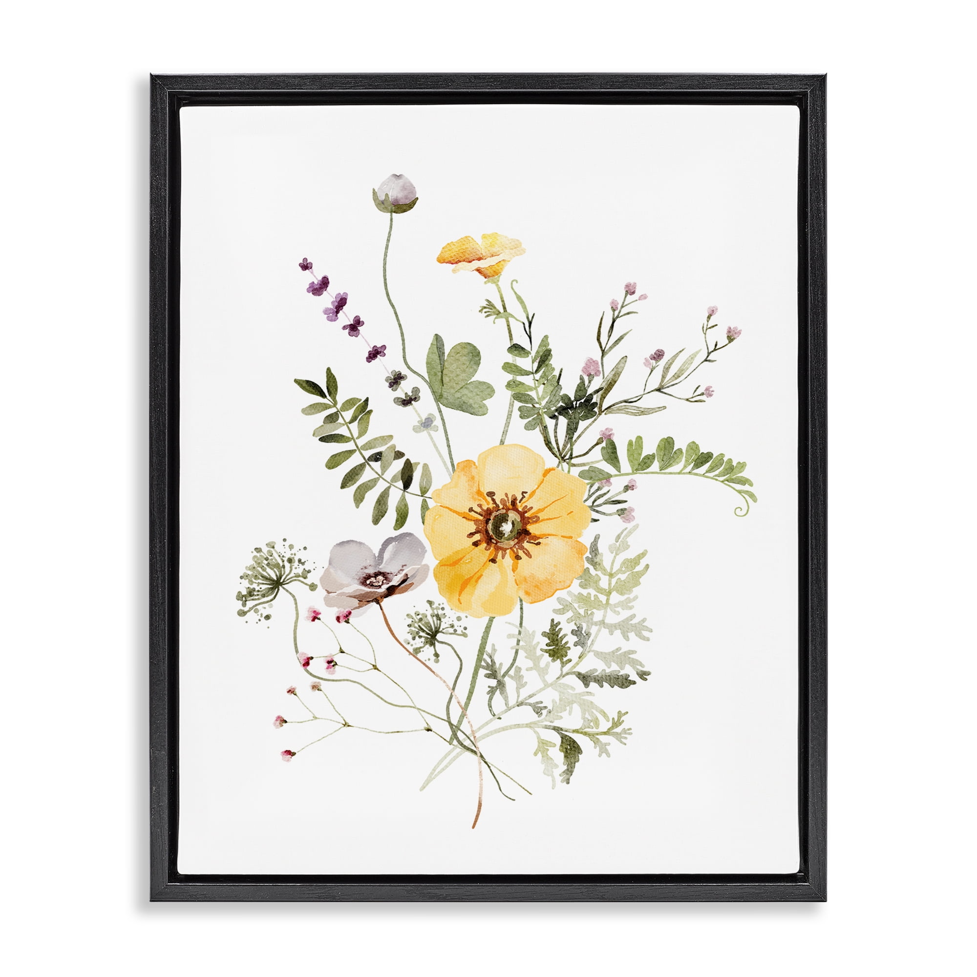 Gardening Herb Blooms Black Framed Floater Canvas Wall Art, design by Lettered and Lined