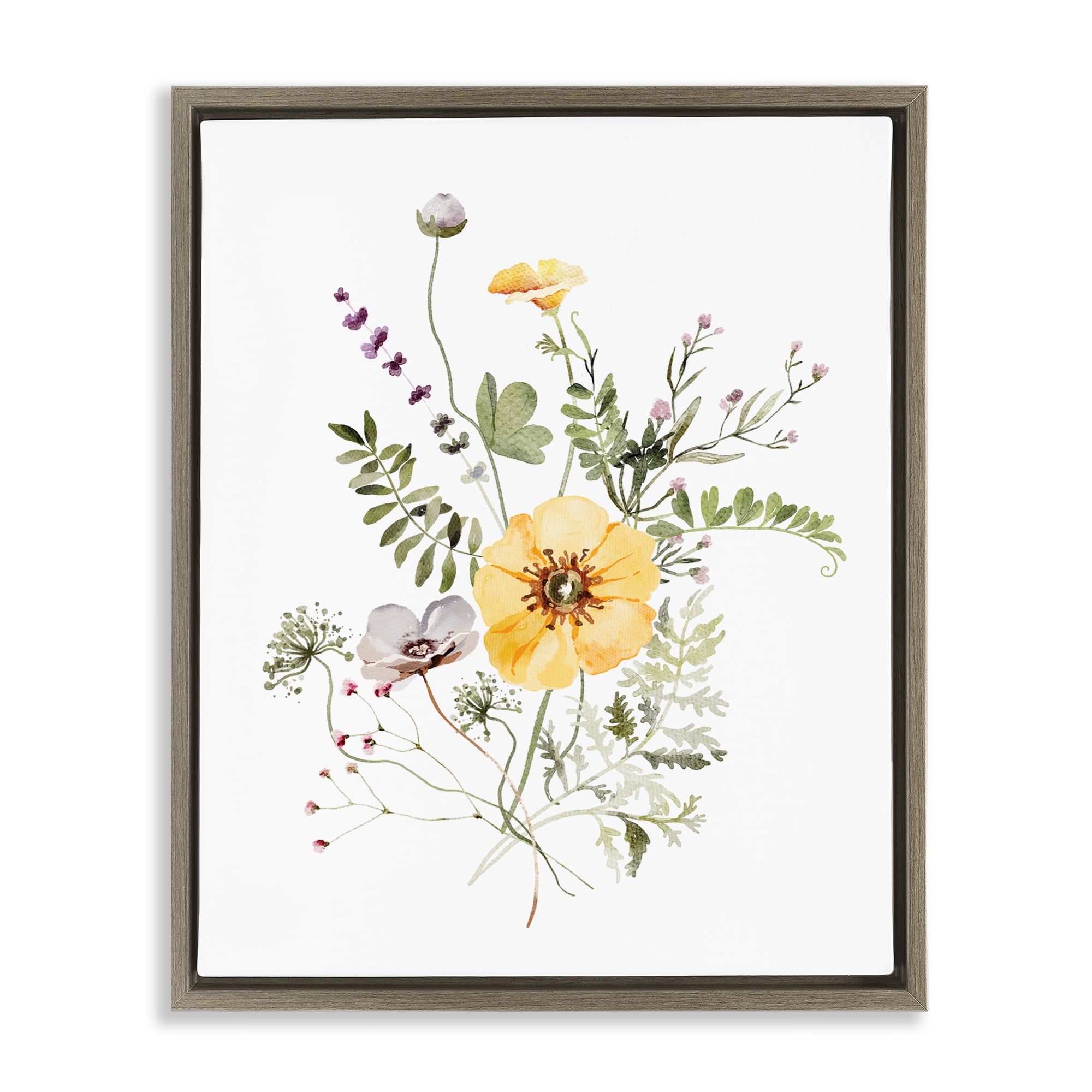 Gardening Herb Blooms Brown Framed Floater Canvas Wall Art, design by Lettered and Lined