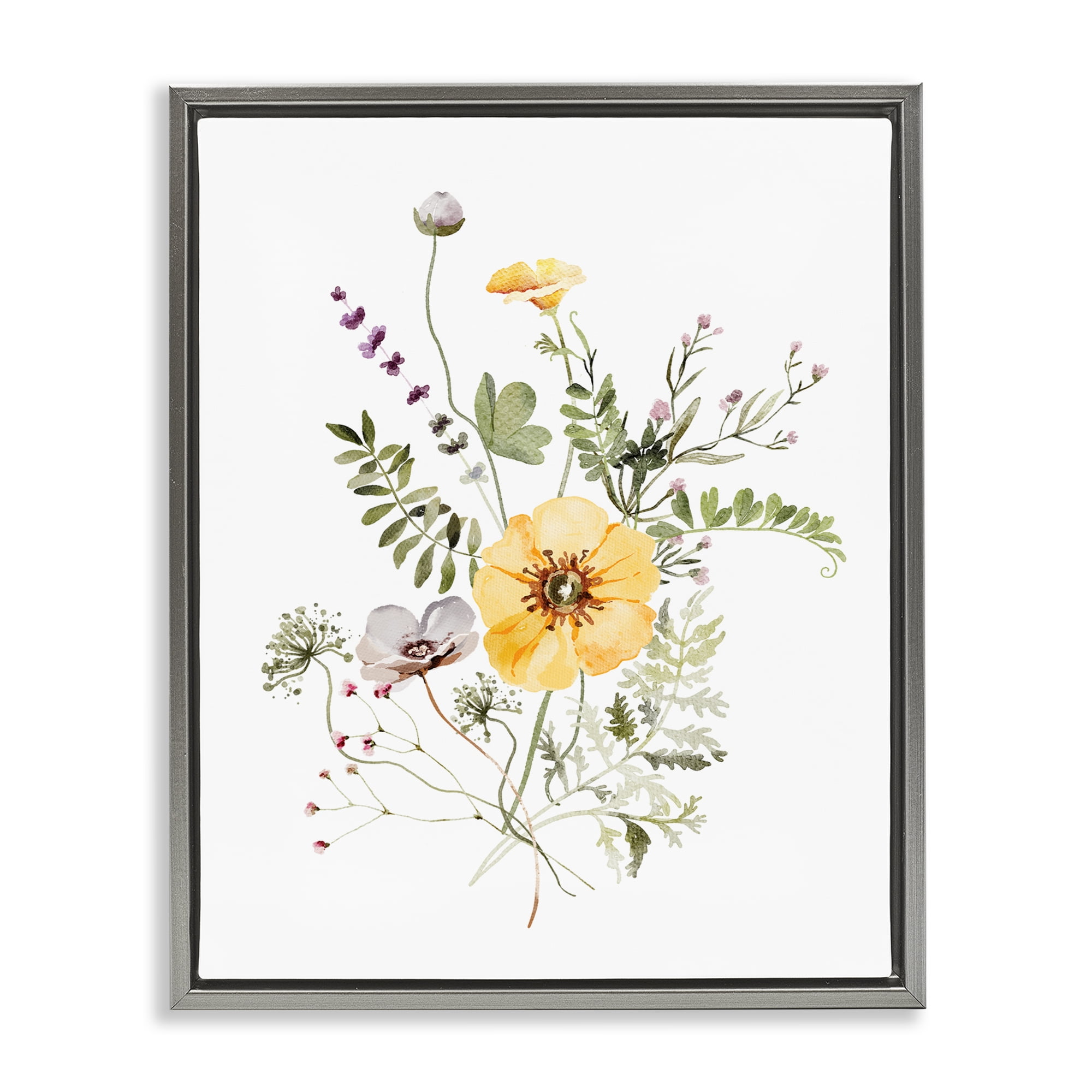 Gardening Herb Blooms Gray Framed Floater Canvas Wall Art, design by Lettered and Lined