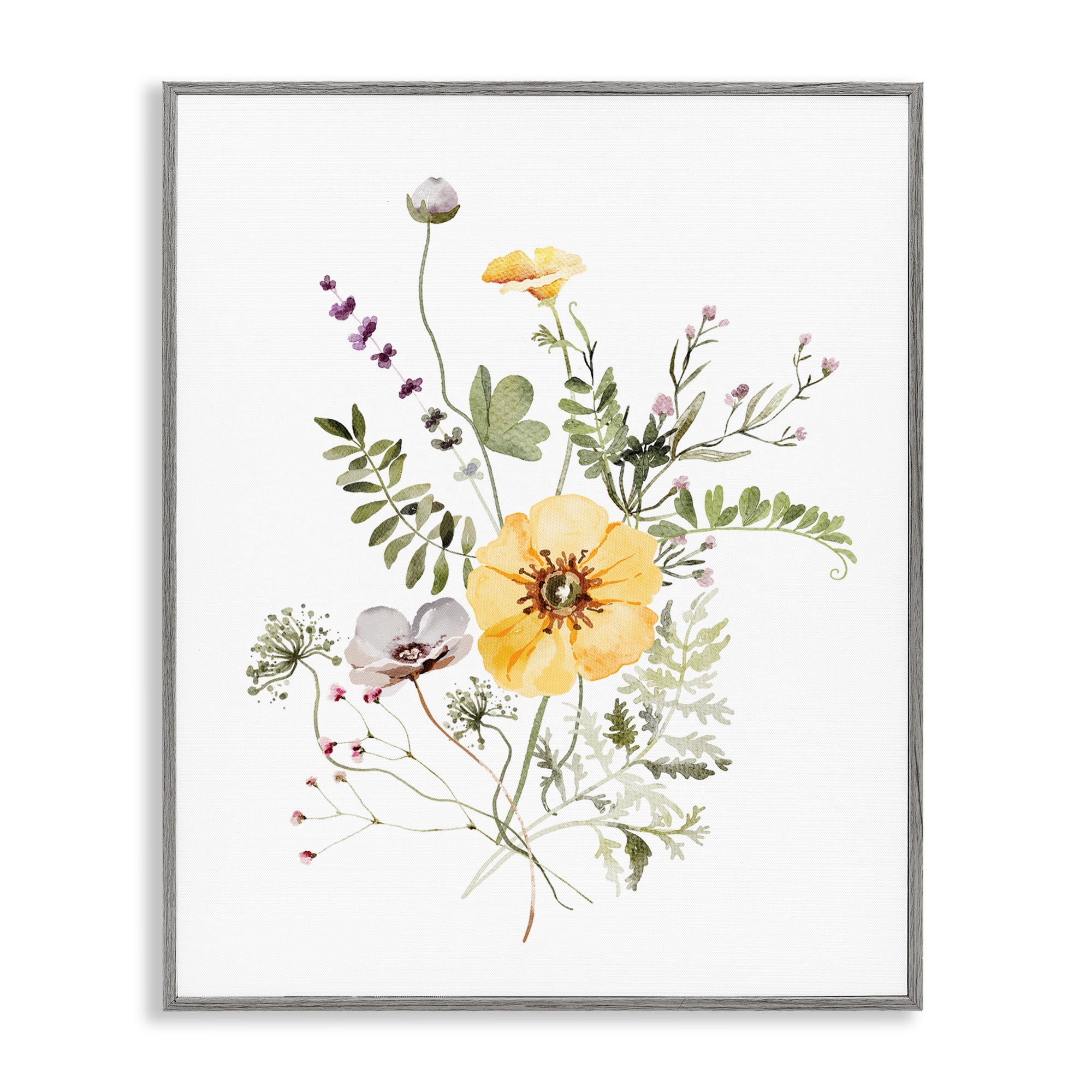 Gardening Herb Blooms Gray Framed Giclee Art, design by Lettered and Lined