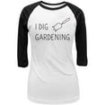 thumbnail image 1 of Gardening I Dig Gardening Tulip Trowel Juniors 3/4 Sleeve Raglan T Shirt White-Black X-LG, 1 of 1