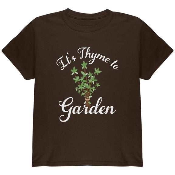 Gardening It's Thyme Time to Garden Youth T Shirt Dark Chocolate YLG