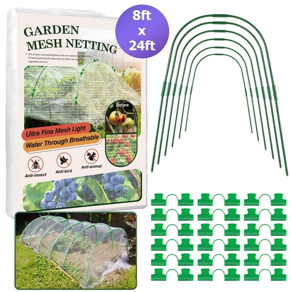Gardening Net Kit Inlife 8 FT x 24 FT Plant Protect Screen, Garden Insect Mesh Plant Cover