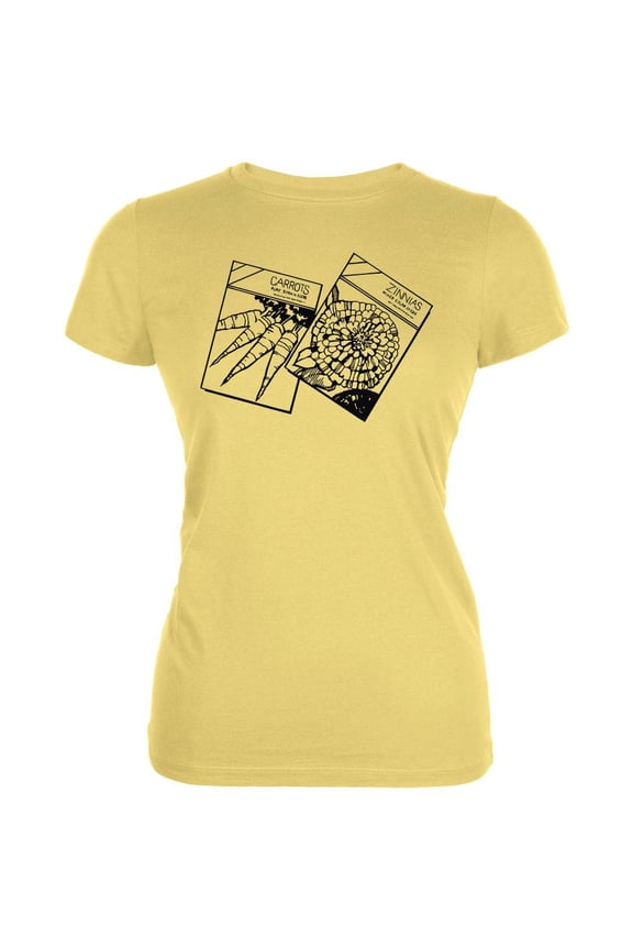 Gardening Seeds Seed Packets Juniors Soft T Shirt Yellow SM