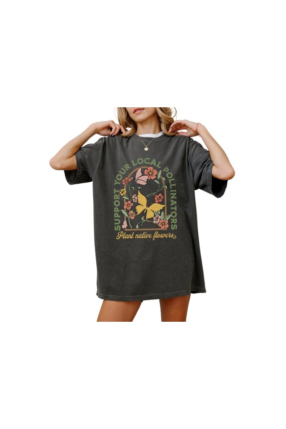 Gardening Shirt Butterfly Shirt Wildflower Shirt Insect Shirt Spring Shirt Butterfly Lover Gift Flowers Shirt Gardener Shirt Nature Lover, Vintage Birthday Gift