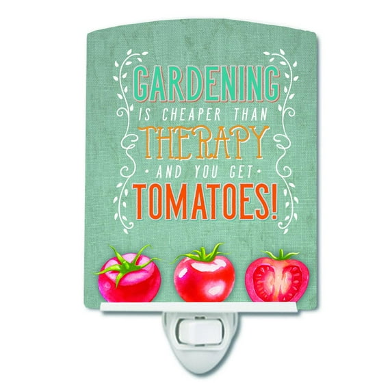 Caroline's Treasures BB5432CNL Gardening Therapy and Tomatoes Ceramic Night Light, 6x4x3", multicolor