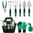 thumbnail image 1 of Gardening Tool Kit, 9Pieces Gardening Tools with Green Floral Print, Ergonomic Handle Trowel Rake Weeder Pruner Shears Sprayer, Garden Hand Tools with Carrying Case Gardening Gifts for Women, 1 of 9