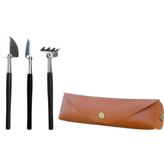 Gardening Tool Mini Shovel And Rake Three-Piece Combination Leather Storage Bag