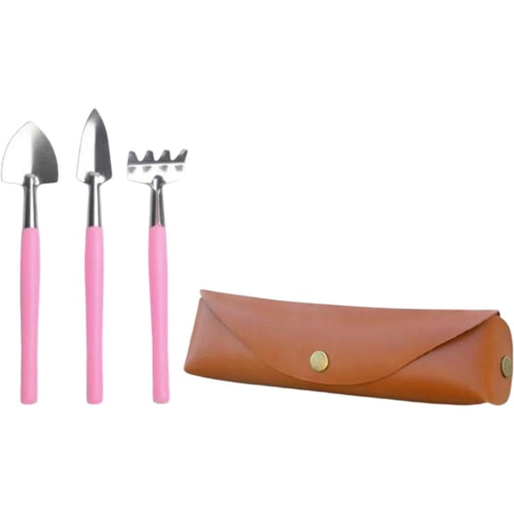Gardening Tool Mini Shovel And Rake Three-Piece Combination Leather Storage Bag