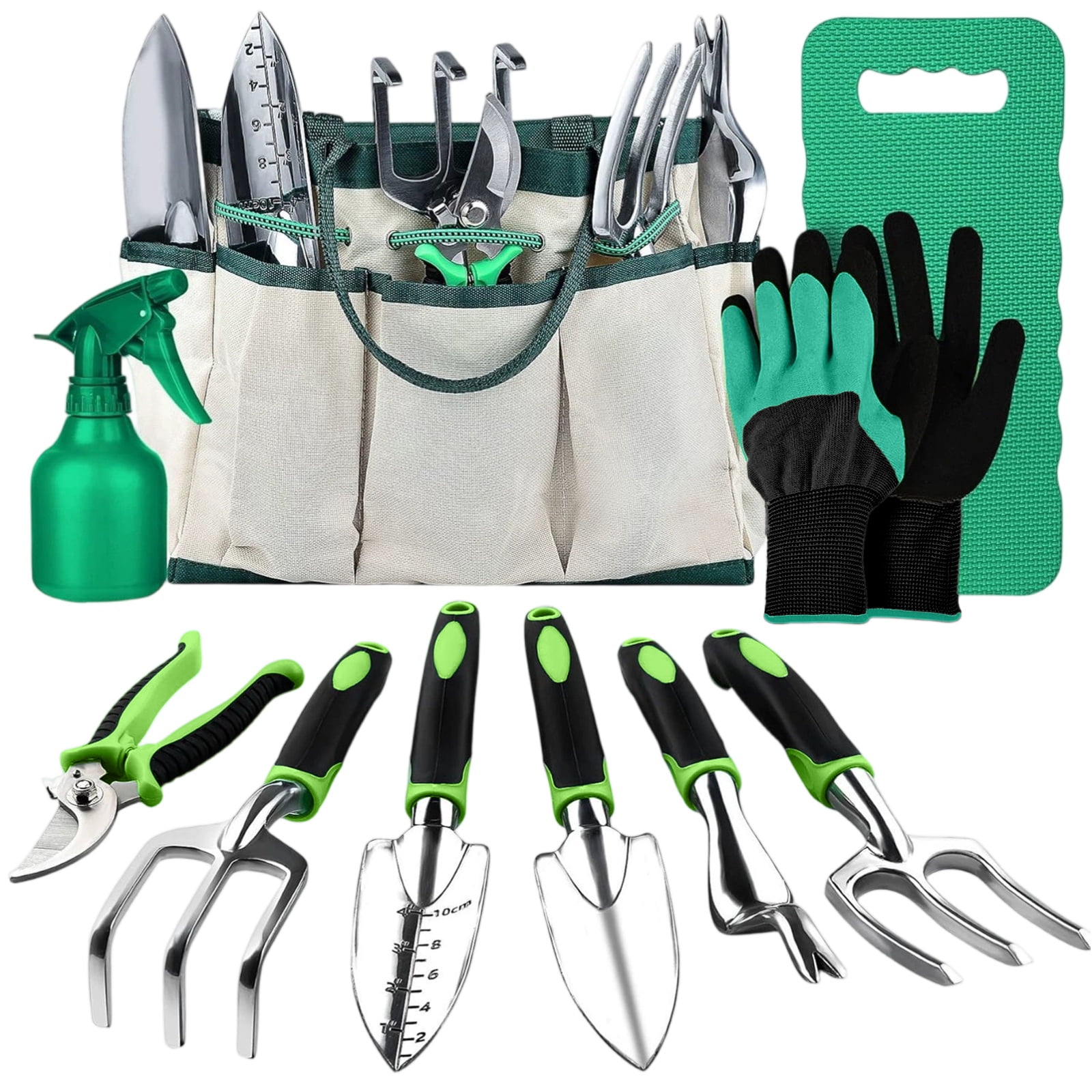 Gardening Tool Set Heavy Duty Hand Tool Kit Includes Pruning Shears Shovel Rake Gloves Kneeling Pad and Sprayer for Yard Plant Care Use