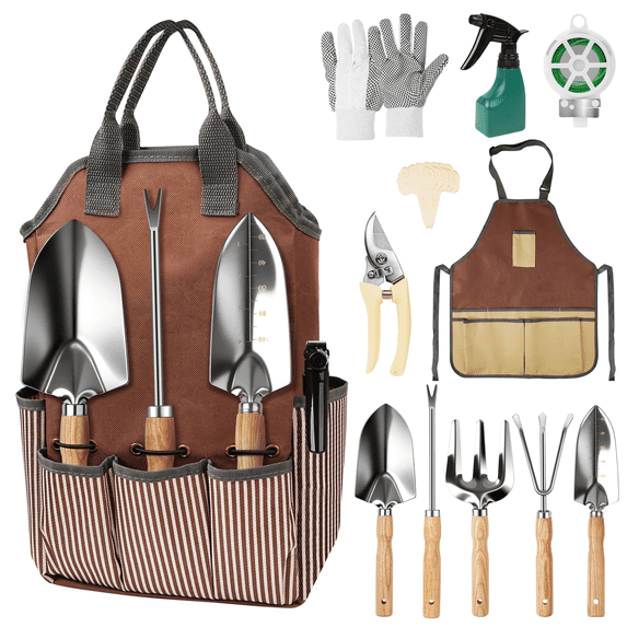 Gardening Tools,12 Pack Heavy Duty Gardening Hand Tools with Fashion and Durable Garden Tools Organizer Handbag, Rust-Proof Garden Tool Set, Ideal Gardening Gifts for Women