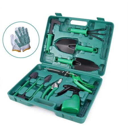 Gardening Tools Set, 10 Pieces Garden Tools Kit, Green