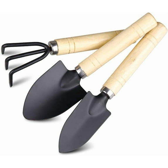 Gardening Tools of 3 Pieces, Heavy-Duty Gardening Hand Tools with Anti-Slip Wood Handle, Garden Tools Make Ideal Gardening Gifts for Women