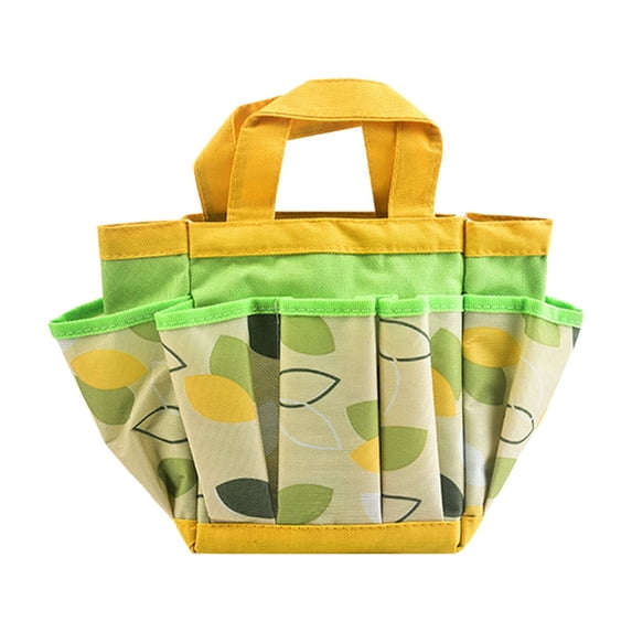 Gardening Tote Bag with Pockets 12x10.43in 600D Oxford Cloth Reusable Tool Organizer Waterproof Plant Storage Bag Green/Blue/Pink
