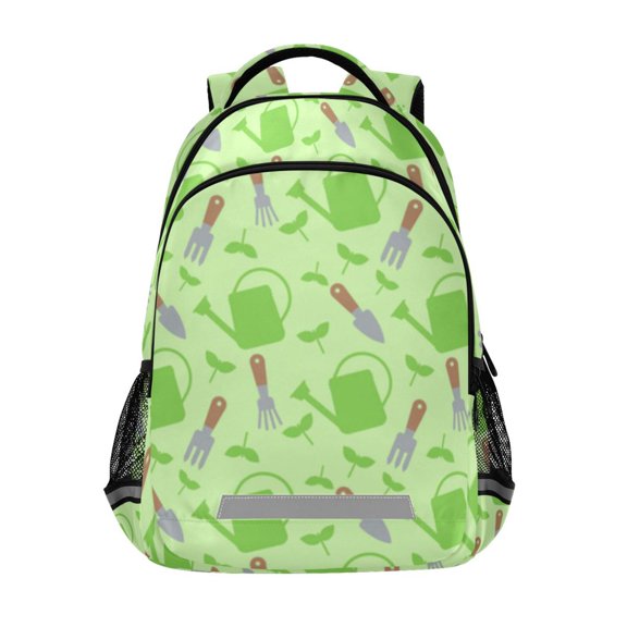 Gardening tools green pattern Backpacks with Safety Reflective Strips, Travel Bag, Backpack