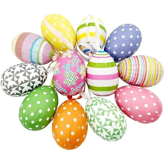 Gardeningwill Mache Egg Hanging Ornament, 12 Count