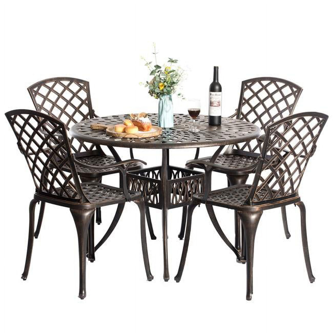 Bronze Cast Aluminum 4-Person Outdoor Bistro Dining Set