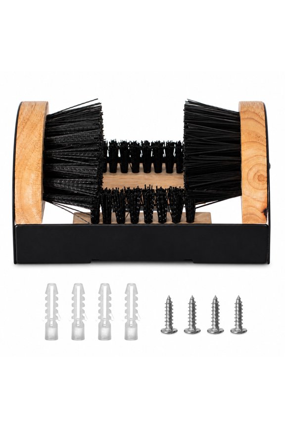 Heavy-Duty Shoe Cleaner & Boot Scraper, Metal/Wood Base, Removes Mud & Snow