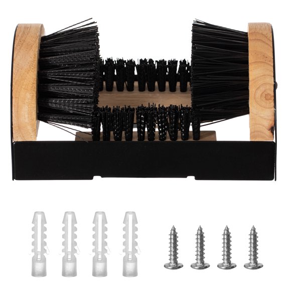 Gardenised Heavy-Duty Shoe Cleaner & Boot Scraper, Metal/Wood Base, Removes Mud & Snow
