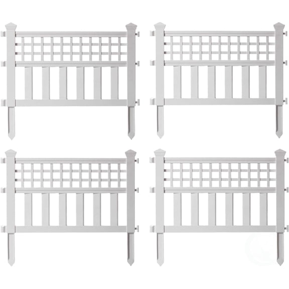 Gardenised Plastic Outdoor Decor Garden Flower Edger Fence, Border, Set of 4 Panels, White