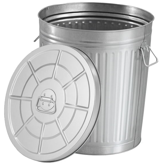 Gardenised Round Galvanized Steel 15 Gallon Trash Can with Lid and handles Durable Metal Storage Bucket for Backyard Lawn Garden and Yard Use Weather-Resistant Garbage Can for Indoor and Outdoor