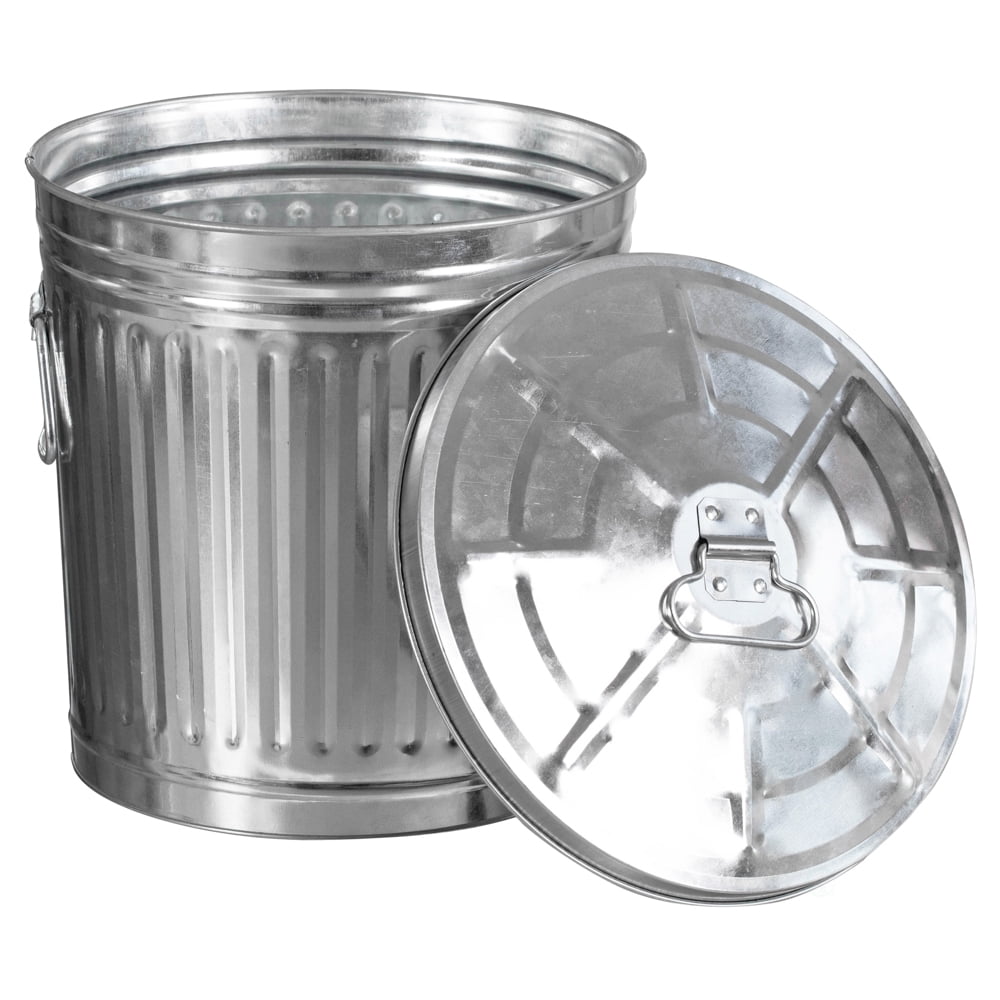 Gardenised Round Galvanized Steel, 7 Gallon Trash Can with Secure Lid
