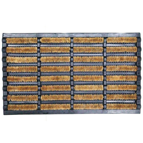 Gardenised Shoe and Boot Scraper Mat with Tray Coir Bristles Built-In Wire Brush and Non-Slip Rubber Base for Mud Dirt and Debris Removal at Entryway Patio Porch Worksite and Garage Entrance, 18x30"