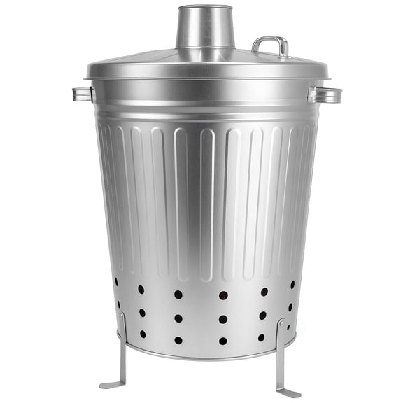 Galvanized Steel Outdoor Garden Waste Incinerator with Lid Ventilation Holes & Legs