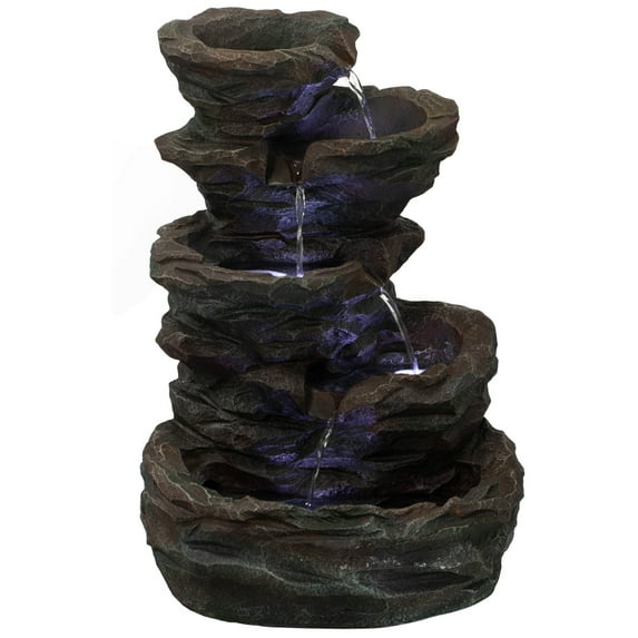 Gardenised Water Fountain with LED Light for Indoor and Outdoor Accent with Soothing Waterfall Sound Ideal for Home Office Patio Backyard Deck Porch Balcony and Tabletop Display, Forest Falls