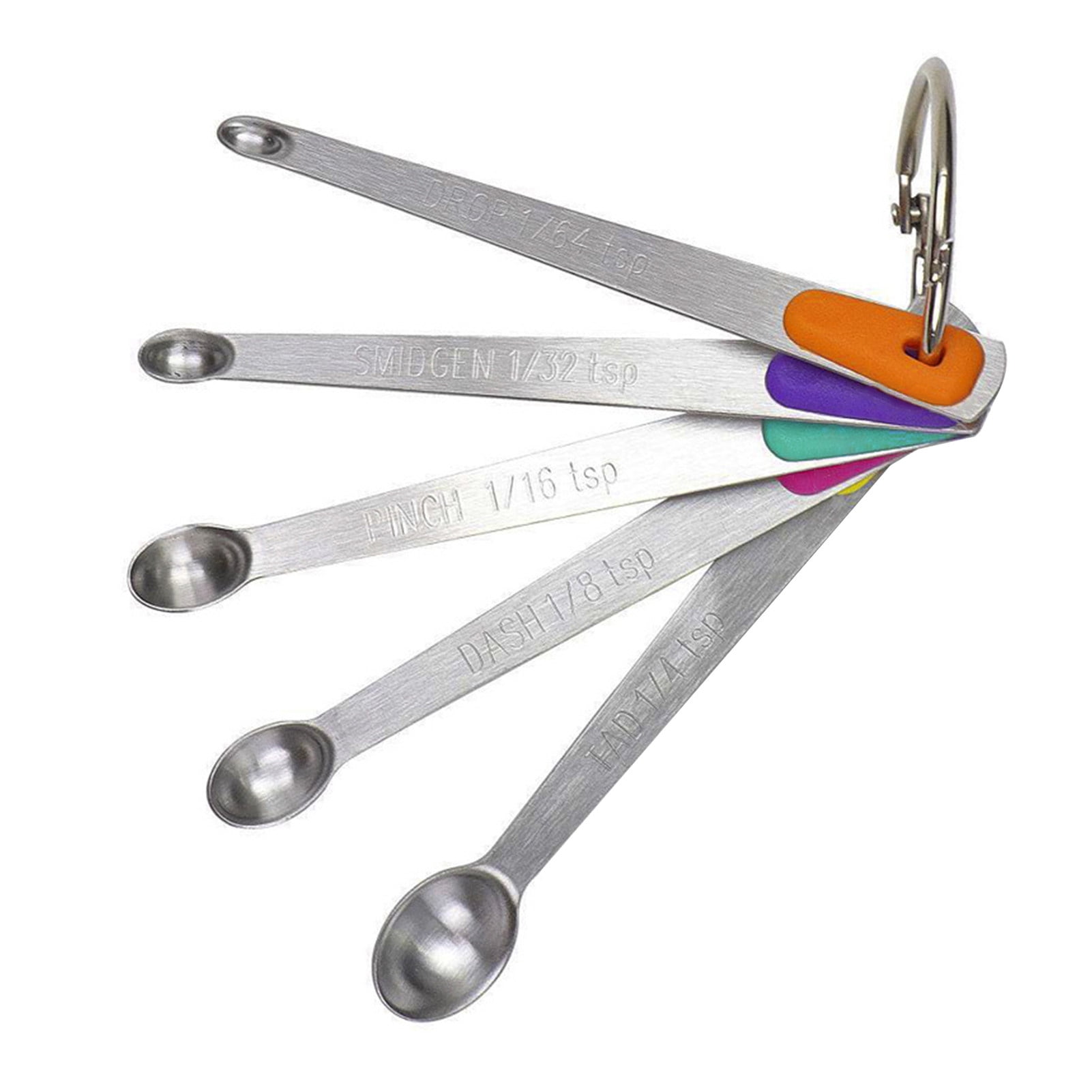 Colorful Silicone and Stainless Steel Mini Measuring Spoon Set, 5 Pieces