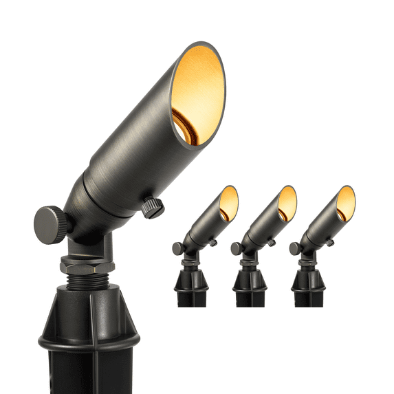 Gardenreet 12V Brass Outdoor Landscape SpotlightS LED Low Voltage Landscape Lighting Uplights(Antique Bronze) for Yard, Garden, Patio, Walls, Trees Without MR8 Bulb(4 Pack)