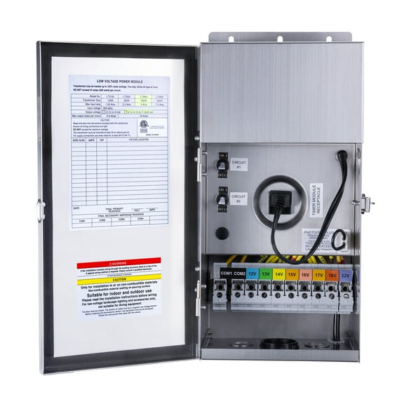 Gardenreet 600W Low Voltage Transformer,Multi-Tap (120V AC to 12V-13V-14V-15V-16V-17V-18V-22V AC), Stainless Steel Shield for Outdoor Landscape Lighting, Spotlight, Pathway Light (ETL Listed)